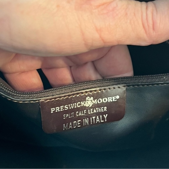 Preswick & Moore Split Cowhide Leather Structured Shoulder Tote Made in Italy - Picture 3 of 16